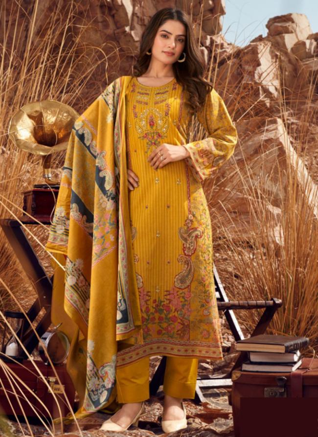 Pure Karachi Lawn Yellow Casual Wear Schiffli Work Straight Suit
